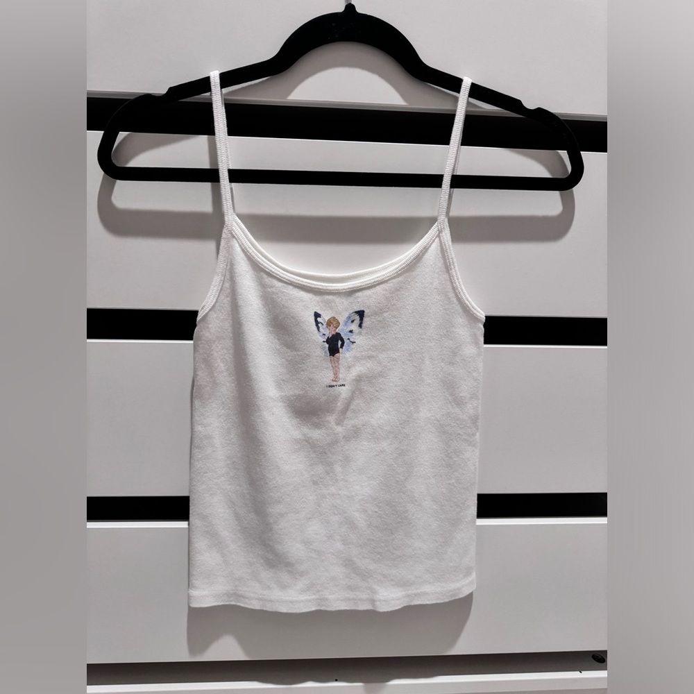 NWT brandy melville I don’t care blue wing cherub skylar tank